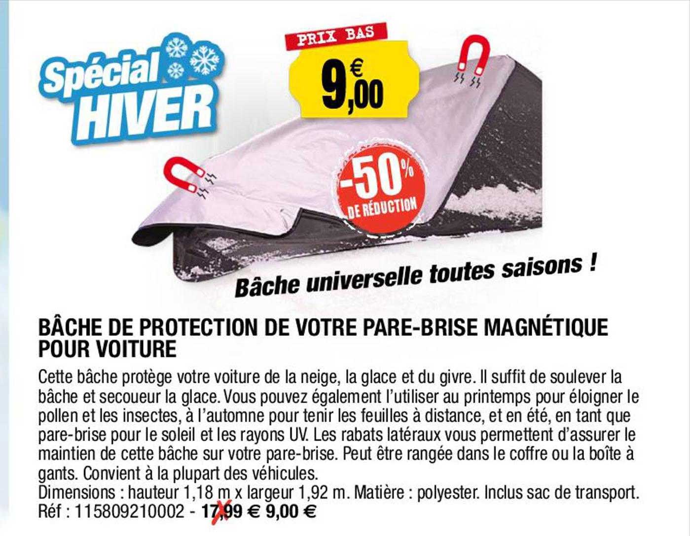 bâche de protection de votre pare-brise magnétique pour voiture