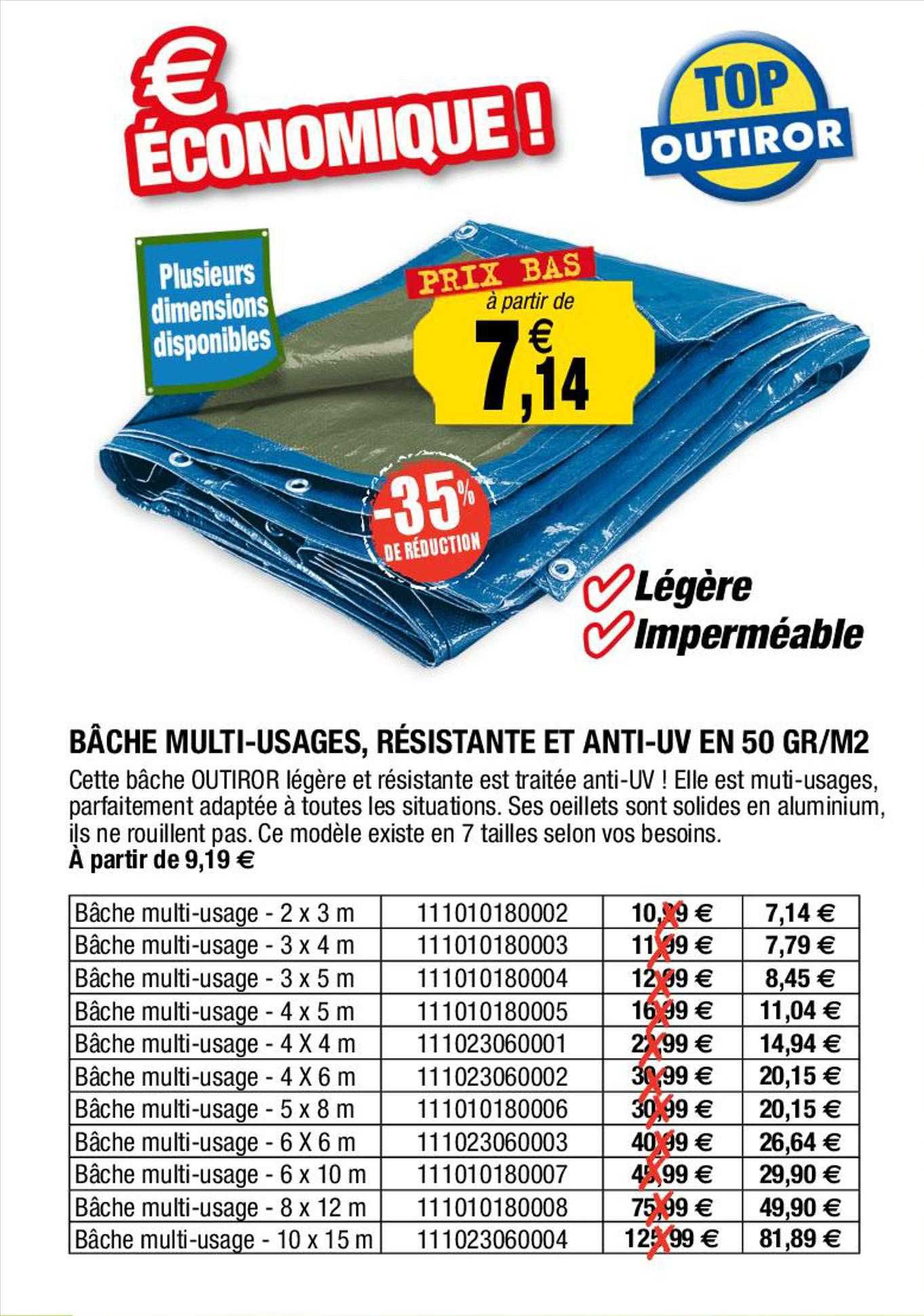 bâche multi-usages, résistante et anti-uv en 50 gr/m²