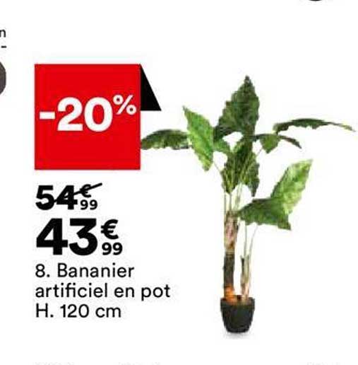 bananier artificiel en pot h. 120 cm