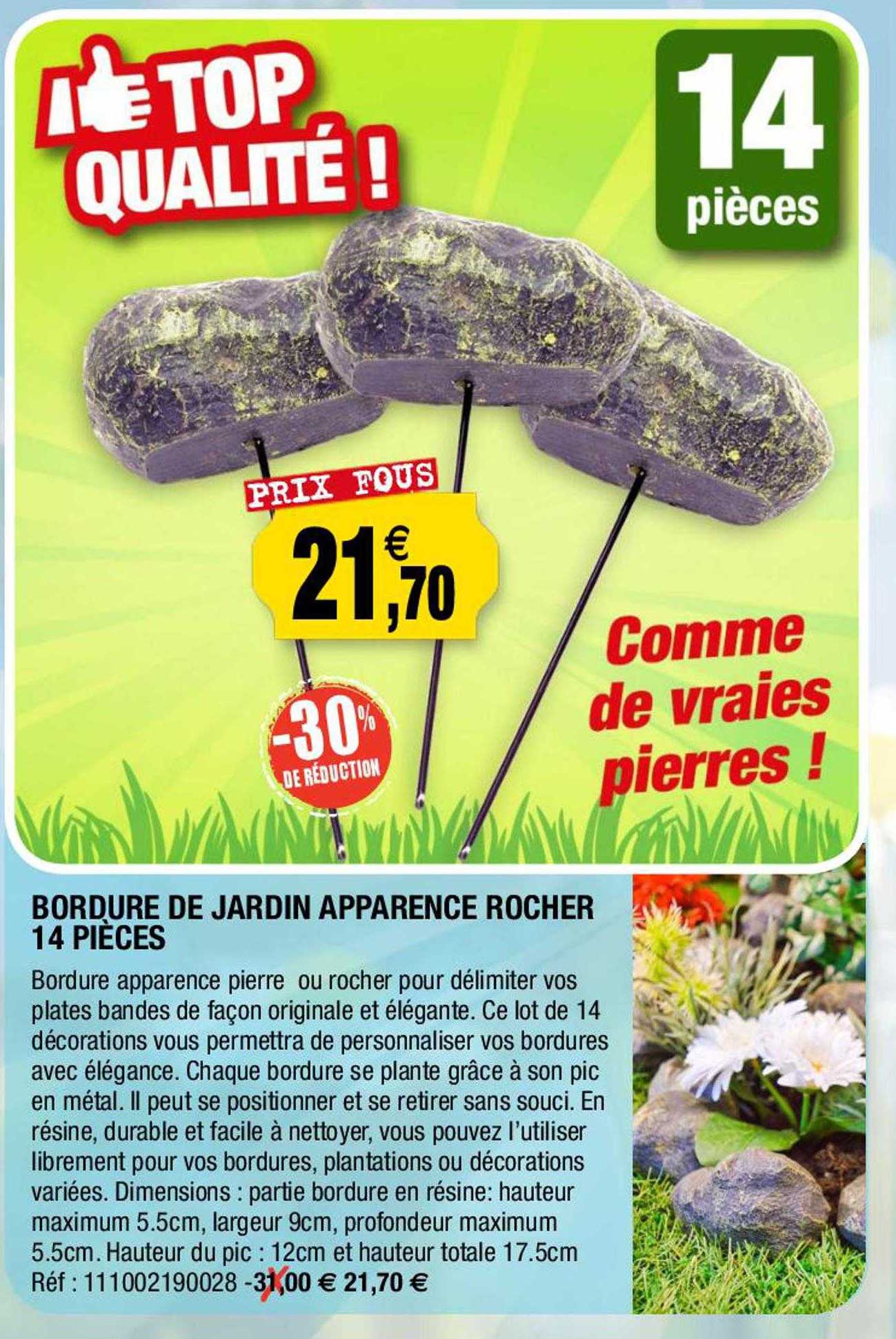 bordure de jardin apparence rocher 14 pièces