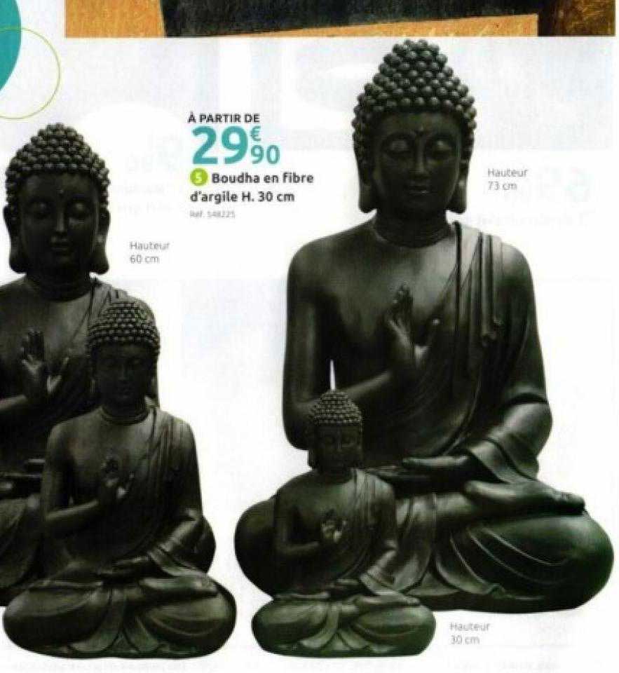 bouddha en fibre d'argile h. 30 cm