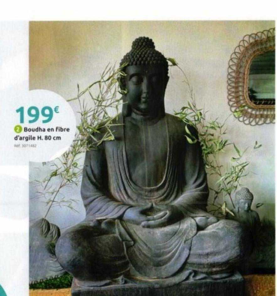bouddha en fibre d'argile h. 80 cm