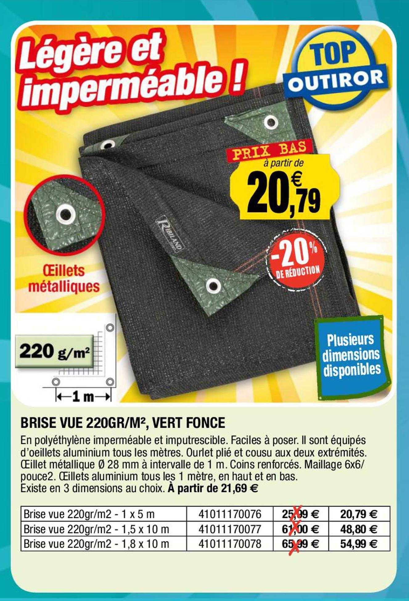 brise vue 220gr/m², vert foncé