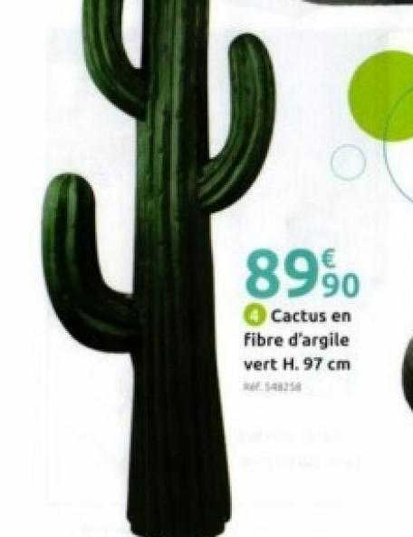 cactus en fibre d'argile vert h. 97 cm