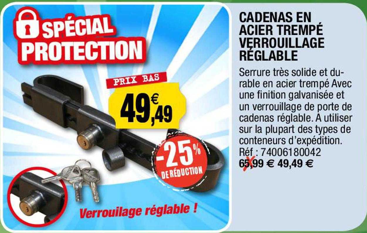 cadenas en acier trempé verrouillage réglable