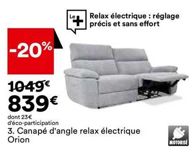Canape D'angle Relax Electrique Orion