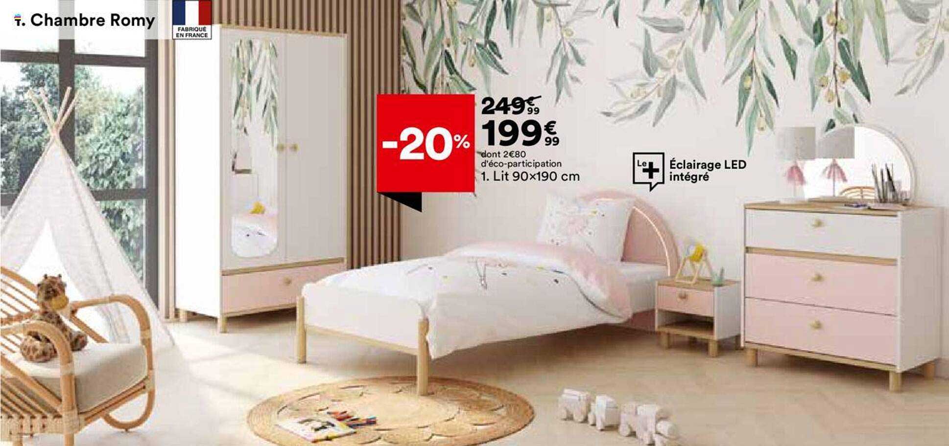 chambre romy lit 90x190 cm