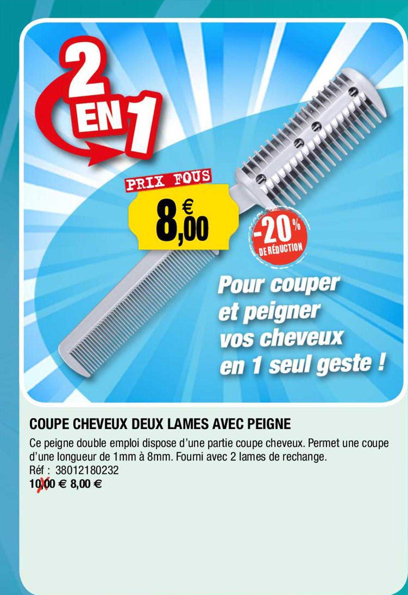 coupe cheveux deux lames avec peigne