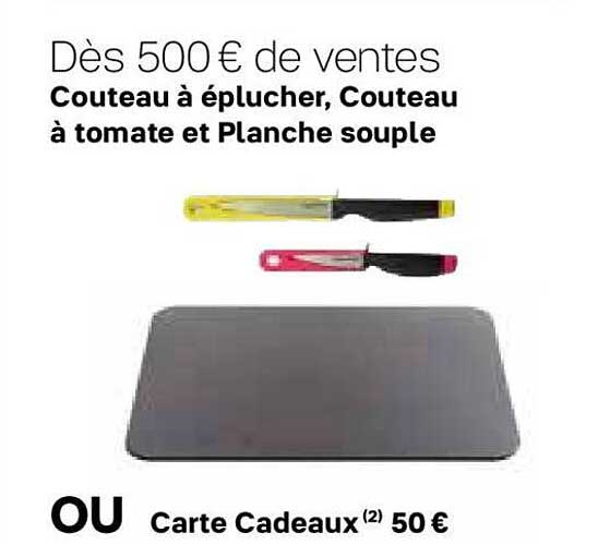 couteau à éplucher, couteau à tomate et planche souple