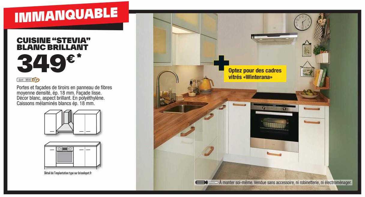 Cuisine "stevia" Blanc Brillant