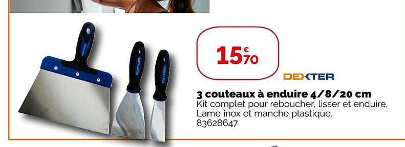 dexter 3 couteaux à enduire 4-8-20 cm