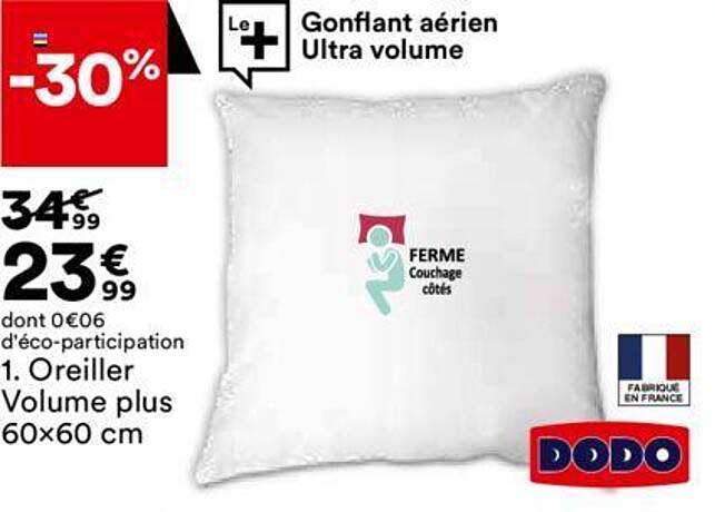 dodo oreiller volume plus 60x60 cm