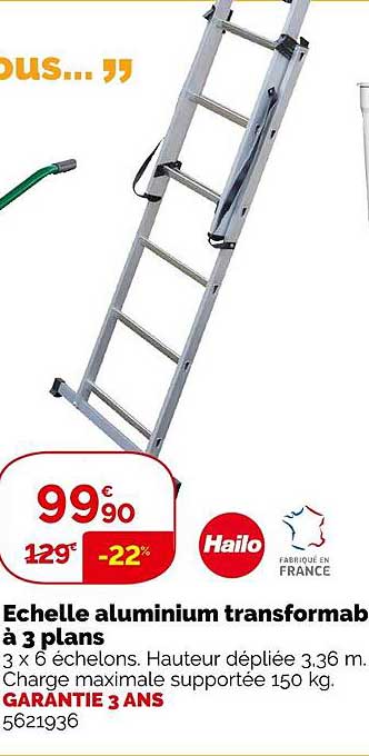 echelle aluminium transformab à 3 plans hailo