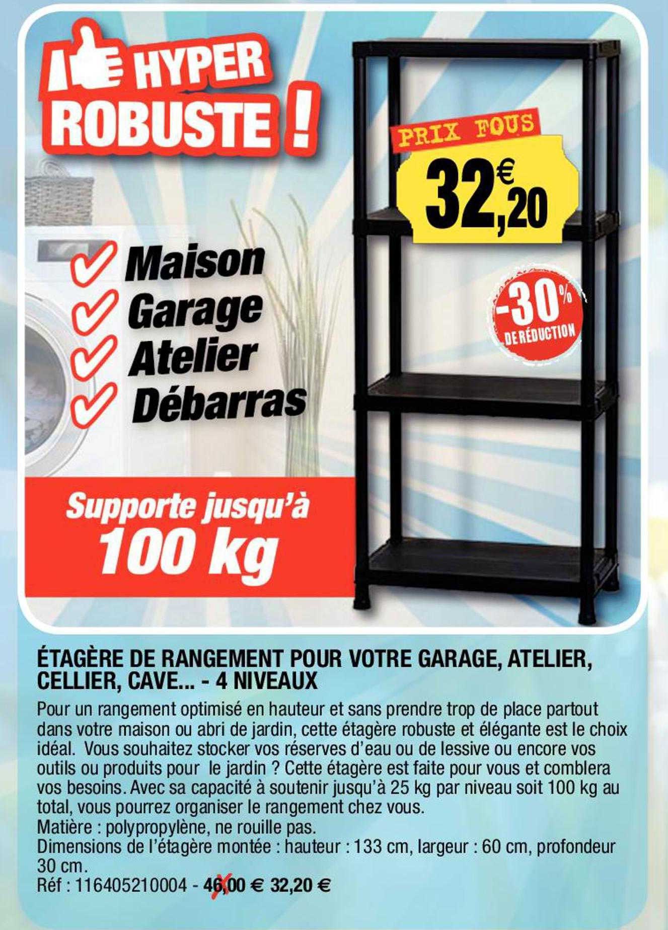 étagère de rangement pour votre garage, atelier, cellier, cave... - 4 niveaux