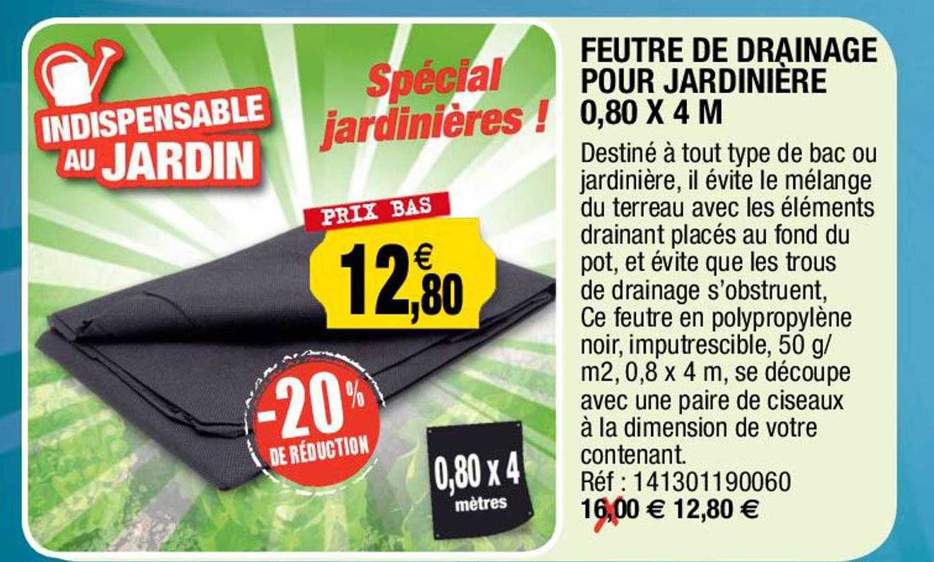 feutre de drainage pour jardinière 0,80 x 4 m