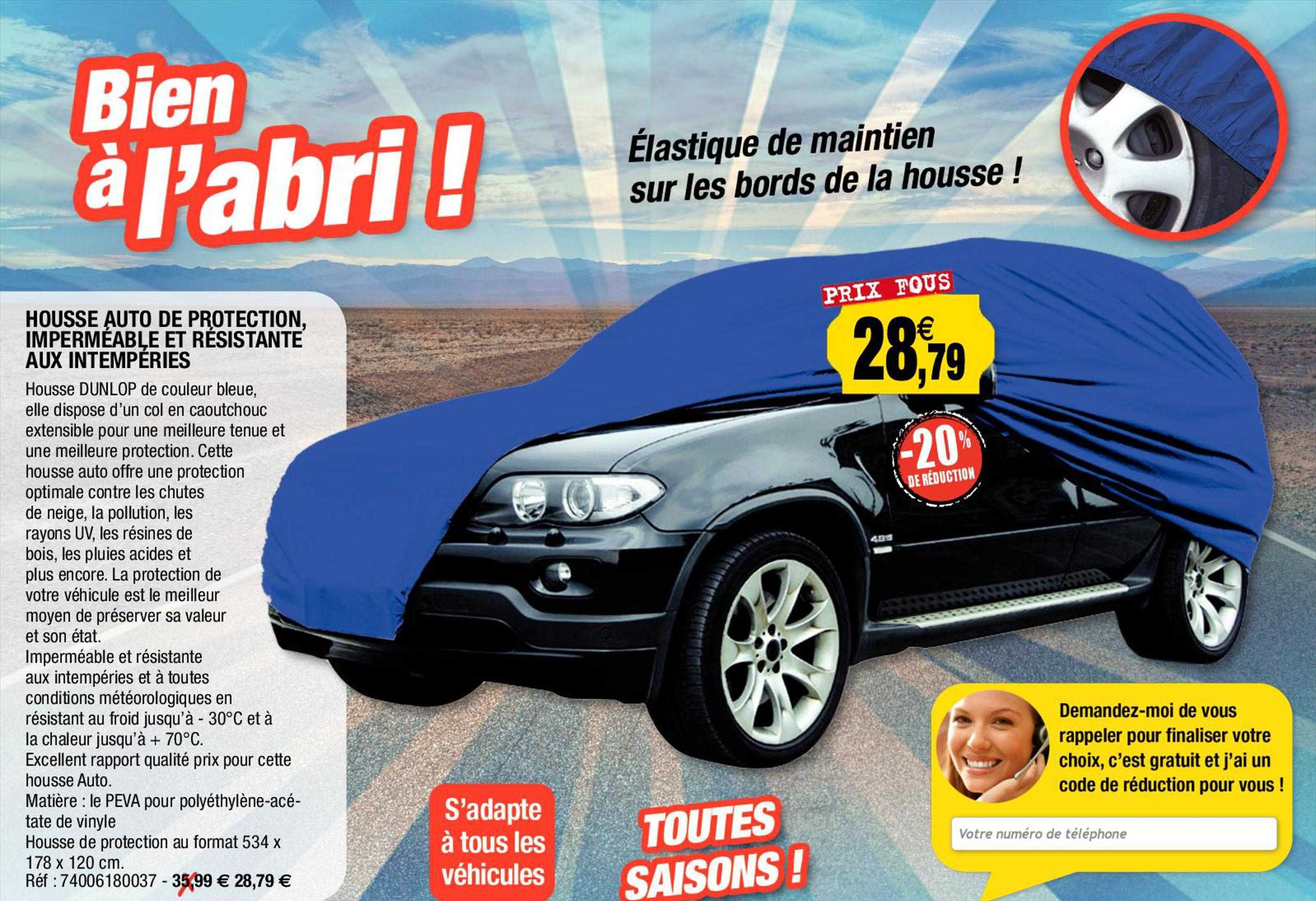housse auto de protection, imperméable et résistante aux intempéries