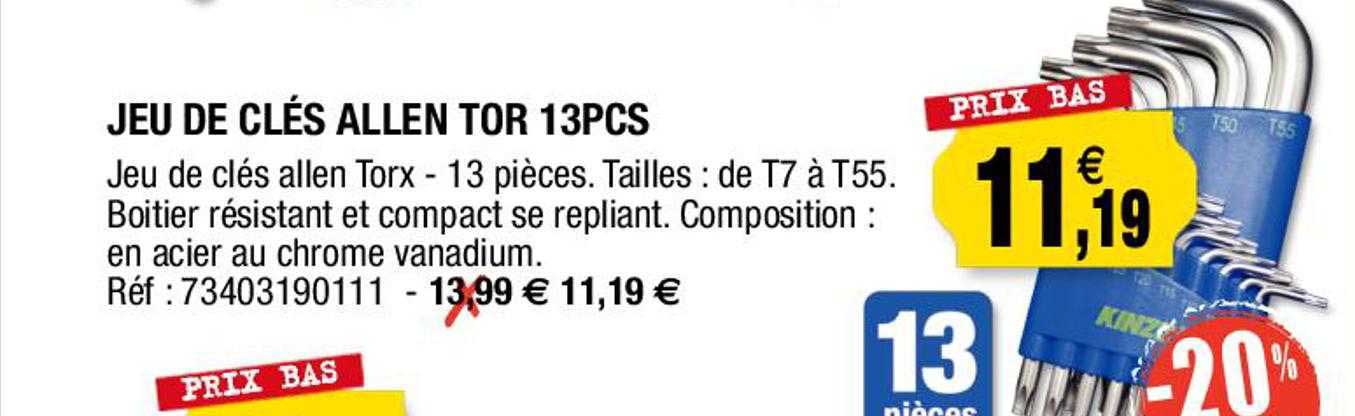 jeu de clés allen tor 13 pcs