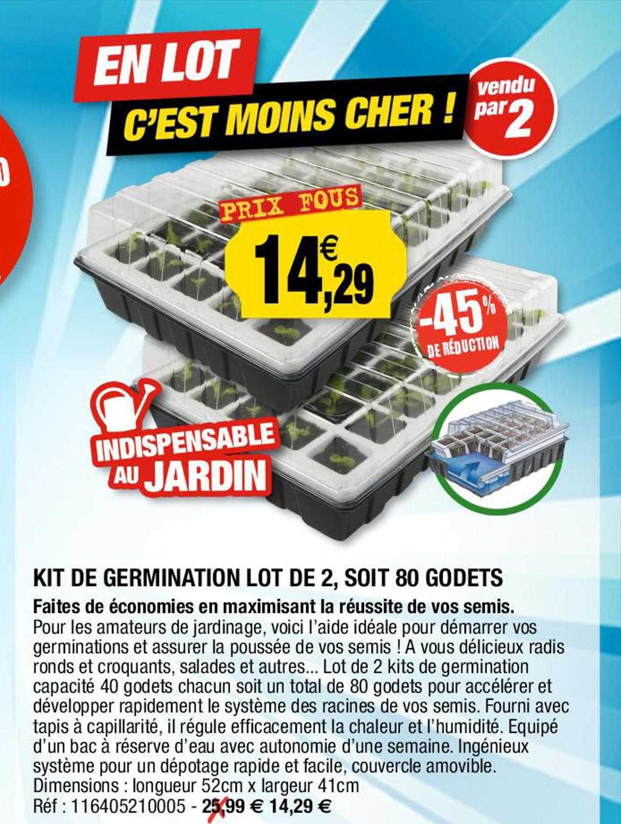 kit de germination lot de 2, soit 80 godets