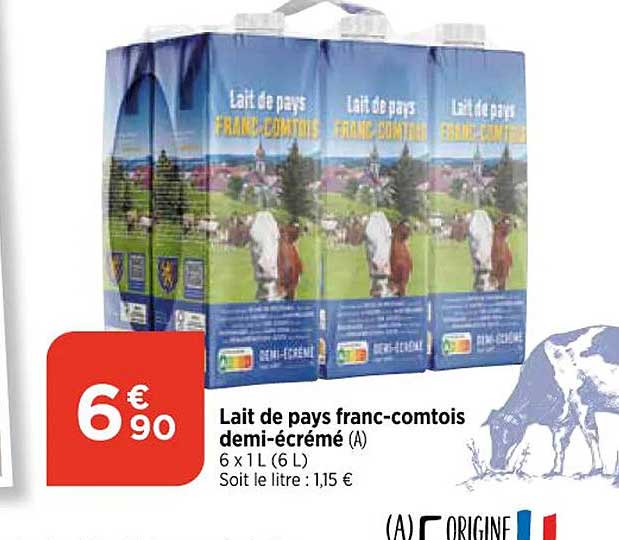 lait de pays franc-comtois demi-écrémé
