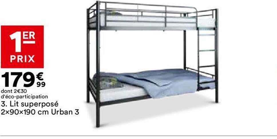 lit superposé 2x90x190 cm urban 3