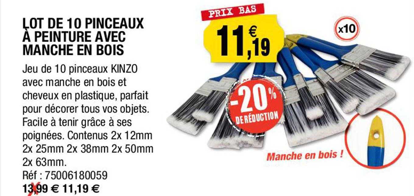 Lot De 10 Pinceaux à Peinture Avec Manche En Bois