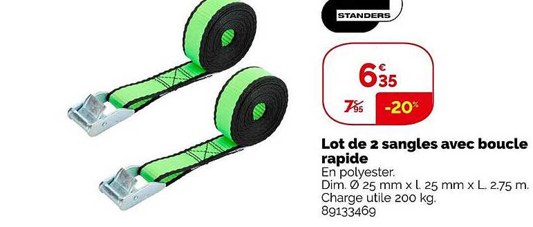 lot de 2 sangles avec boucle rapide