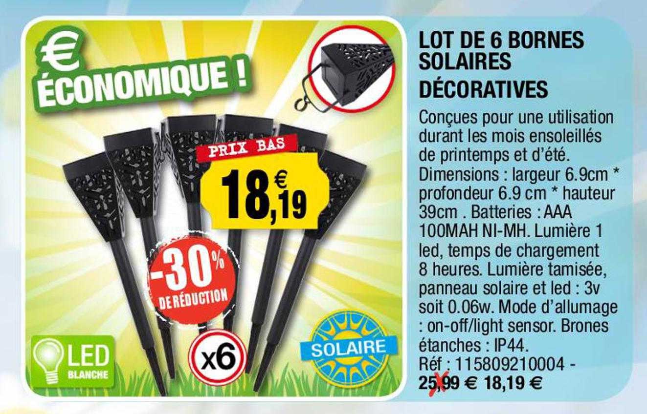 lot de 6 bornes solaires décoratives