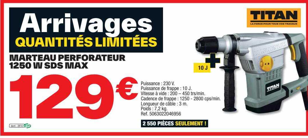 marteau perforateur 1250 w sds max titan