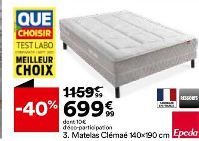 matelas clémaé 140x190 cm