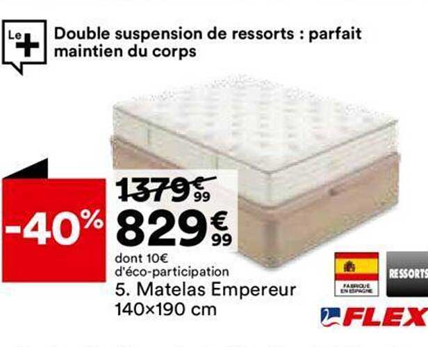 matelas empereur 140x190 cm flex