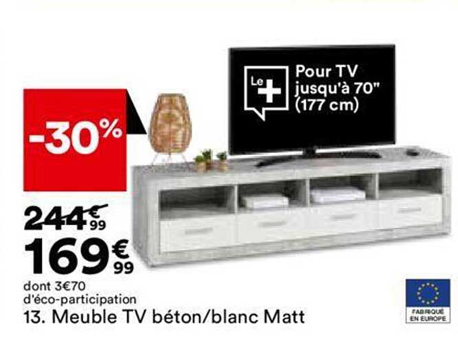 meuble tv beton/ blanc matt