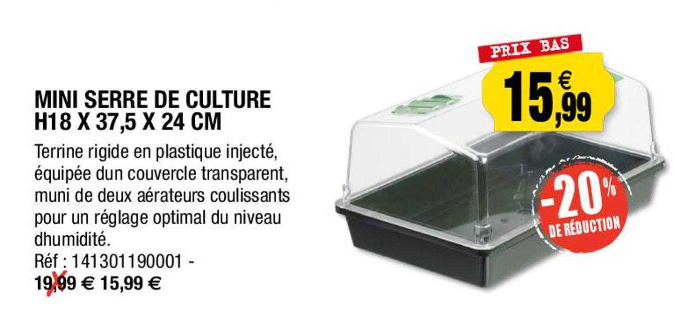 mini serre de culture h18 x 37,5 x 24 cm