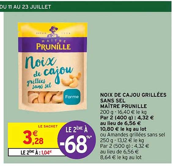 noix de cajou grillées sans  sel maître prunille