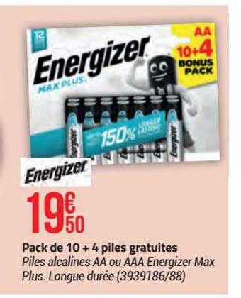 pack de 10 + 4 piles gratuites energizer