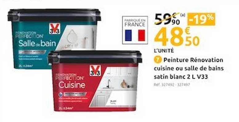 Peinture Rénovation Cuisine Ou Salle De Bains Satin Blanc 2 L V33