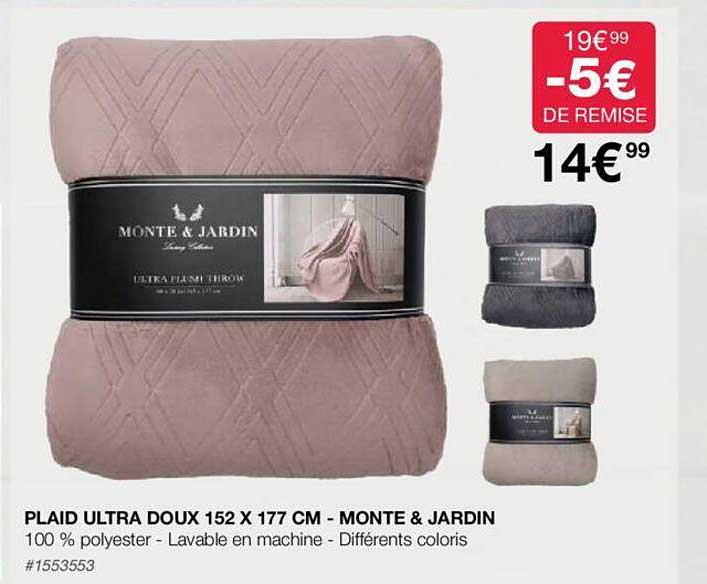 plaid ultra doux 152 x 177 cm - monte & jardin