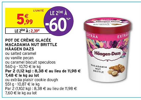 pot de crème glacée macadamia nut brittle häagen dazs