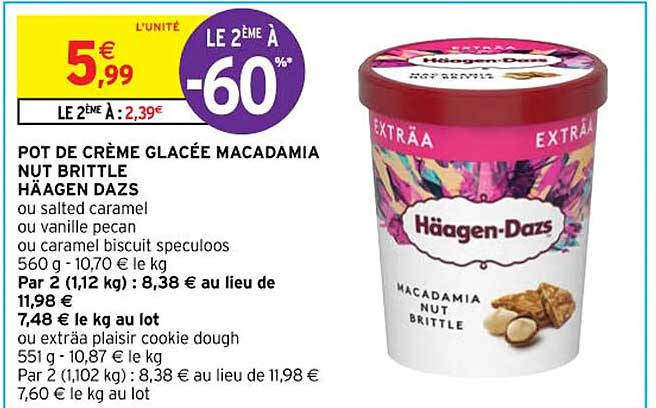 pot de crème glacée macadamia nut brittle häagen dazs