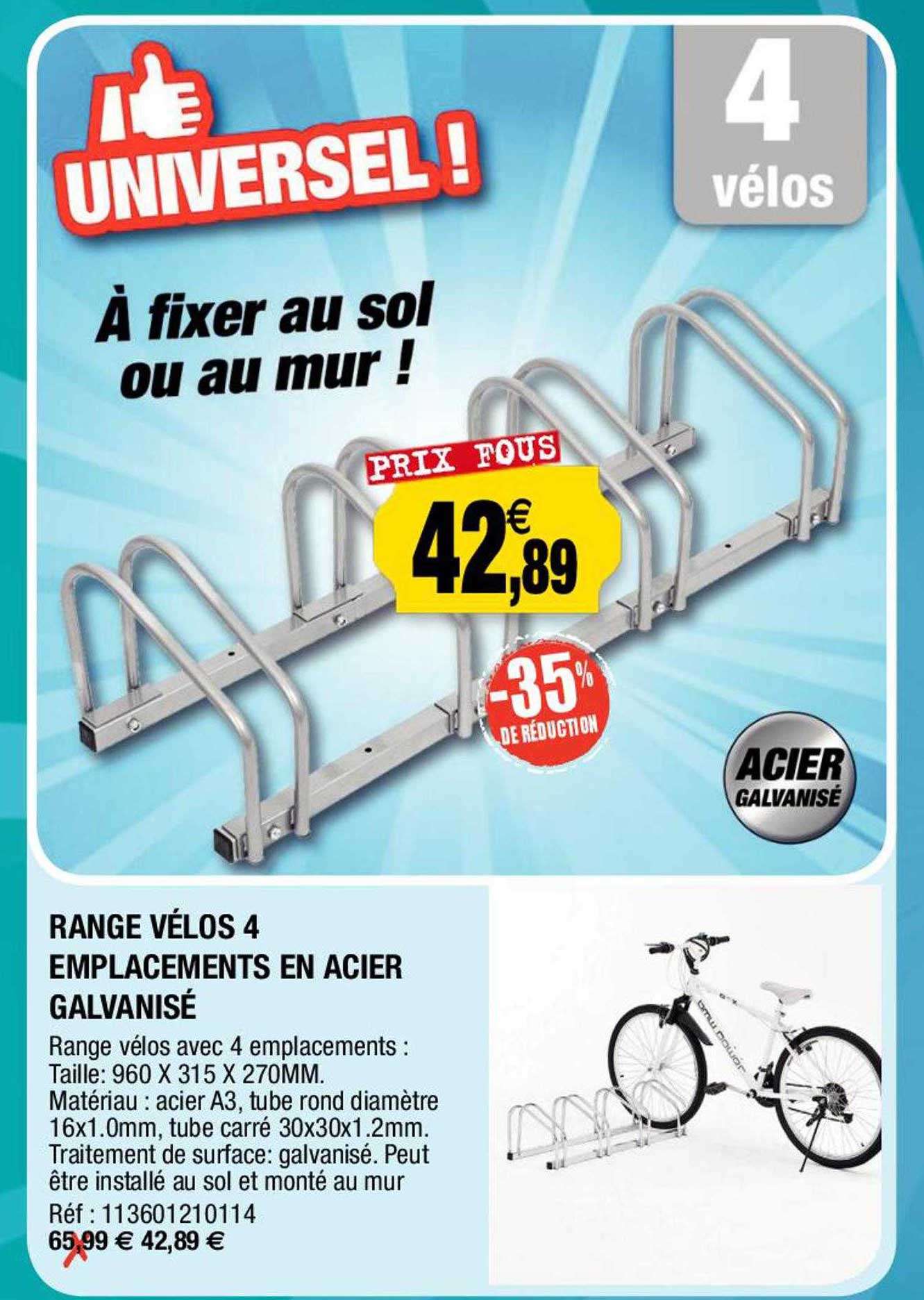 range vélos 4 emplacements en acier galvanisé