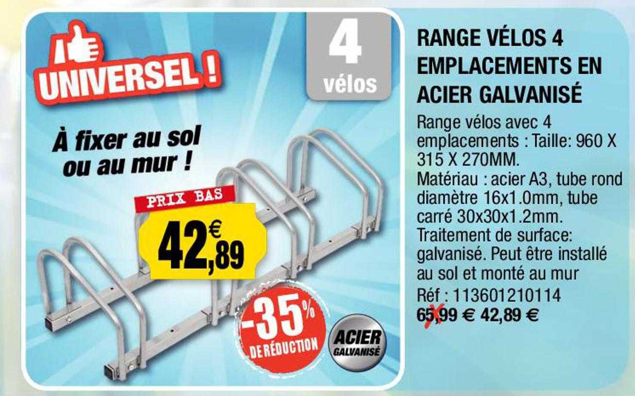 range vélos 4 emplacements en acier galvanisé