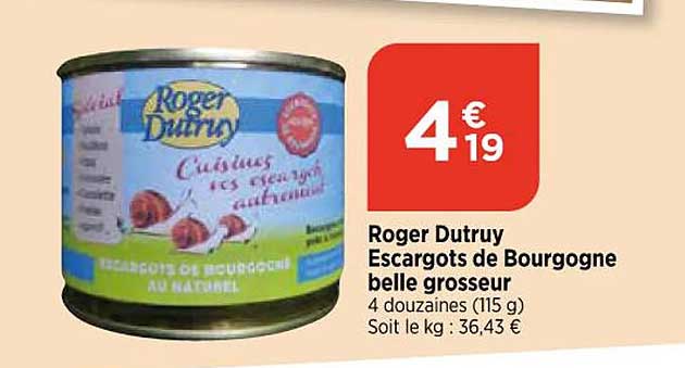 roger dutruy escargots de bourgogne belle grosseur