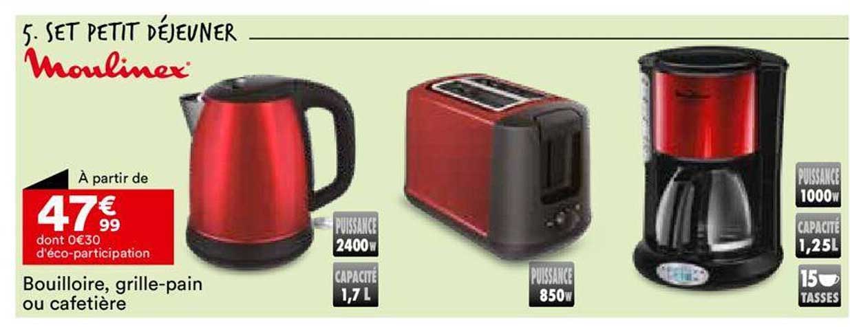Set Petit Dejeuner Moulinex, Bouilloire, Grille-pain Ou Cafetiere