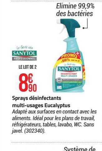 sprays désinfectants multi-usages eucalyptus sanytol