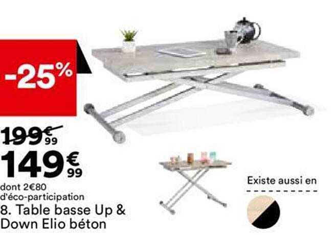 table basse up & down elio beton