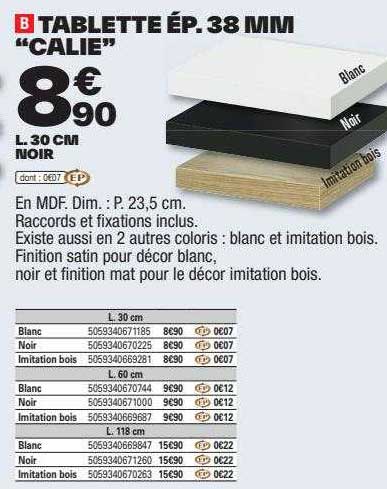 tablette ép. 38 mm "calie"