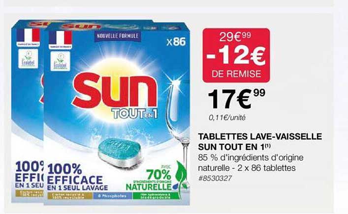 tablettes lave-vaisselle sun tout en 1