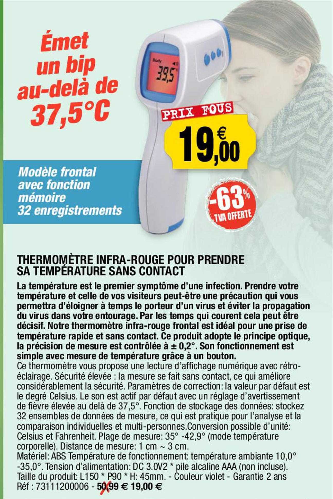 thermomètre infra-rouge pour prendre sa température sans contact
