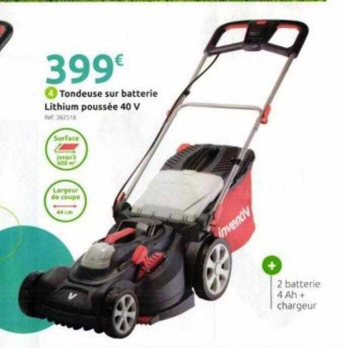 tondeuse sur batterie lithium poussée 40v inventiv