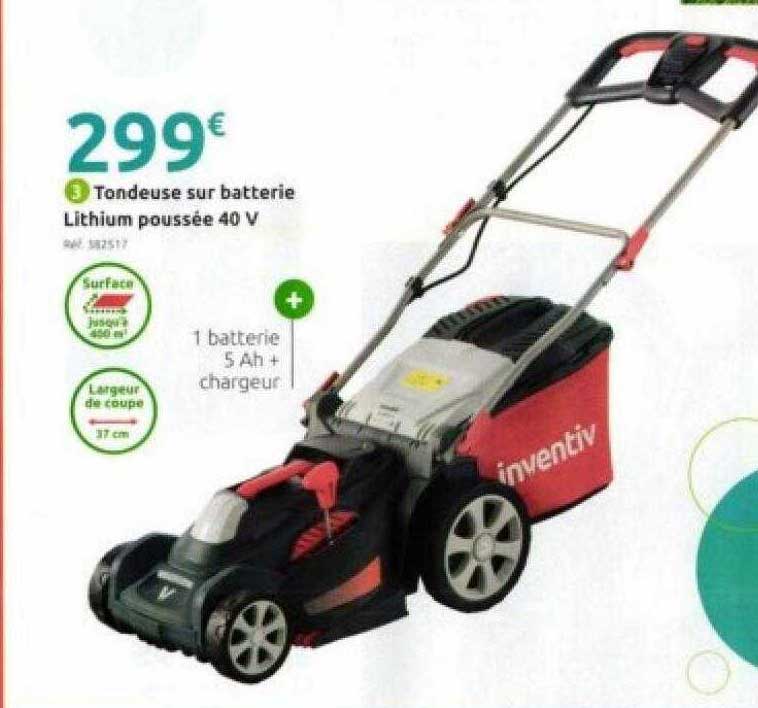 tondeuse sur batterie lithium poussée 40v inventiv