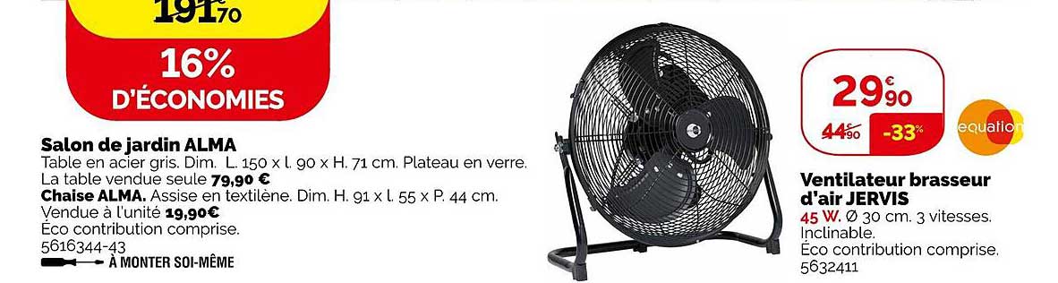 ventilateur brasseur d'air jervis